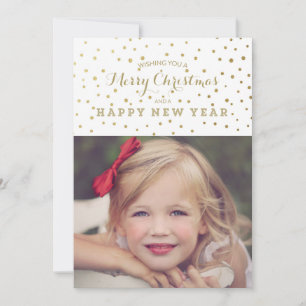 Classy Gold Dots Frohe Weihnachtsfotokarte Feiertagskarte