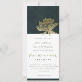 CLASSY GOLD EMERALD GREEN LOTUS FLORAL VOW RENEWY EINLADUNG