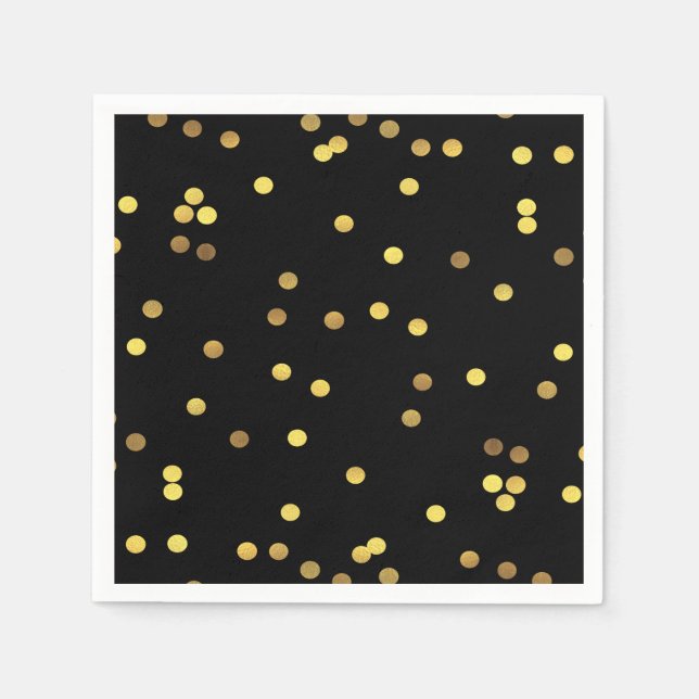 Classy Gold Foil Confetti Black Serviette (Vorderseite)