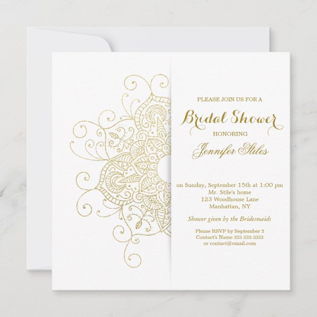 Classy Gold Foil Look Mandala Minimalistisch Einladung (Vorderseite)