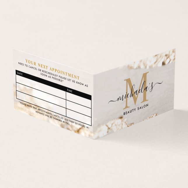 Classy Gold Foil Monogram Termin/Loyalität Visitenkarten (Vorderseite)