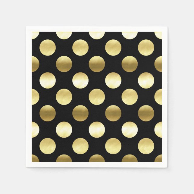 Classy Gold Foil Polka Dots Black Serviette (Vorderseite)