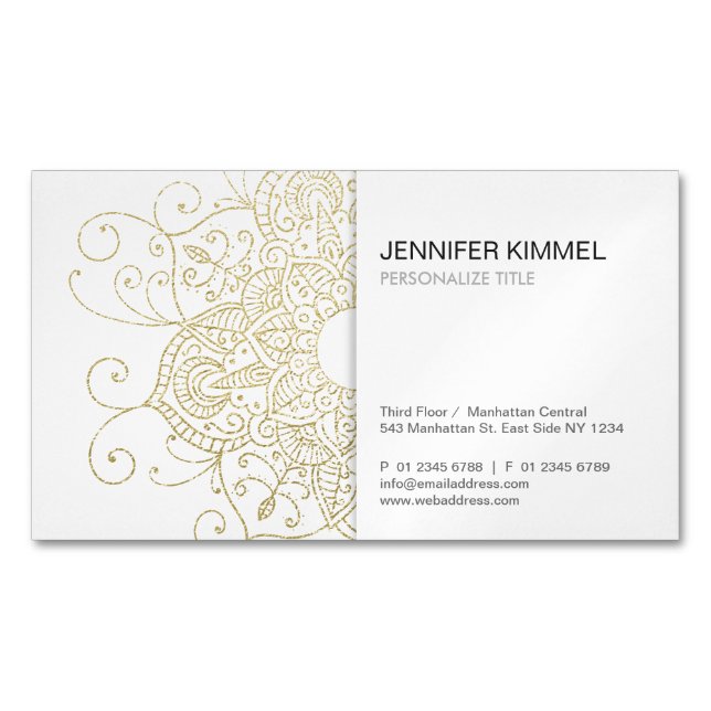 Classy Gold Fossilienmuseum Locarno Minimalistisch Magnetische Visitenkarte (Vorderseite)