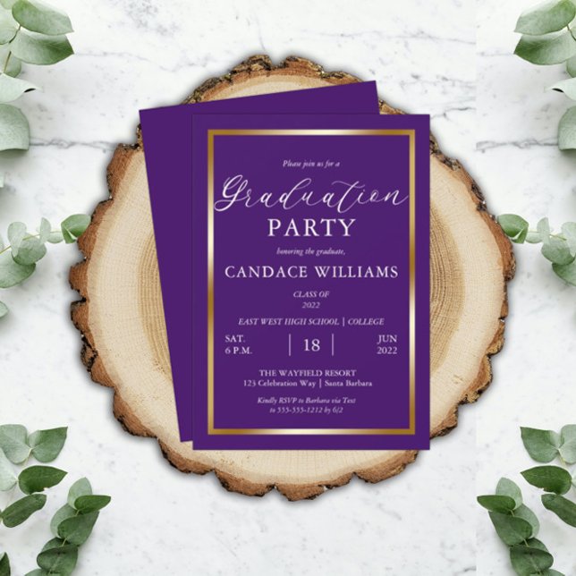 Classy Gold Frame Minimalistisch Graduation Party  Einladung (Von Creator hochgeladen)