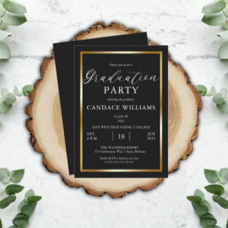 Classy Gold Frame Minimalistisch Graduation Party  Einladung