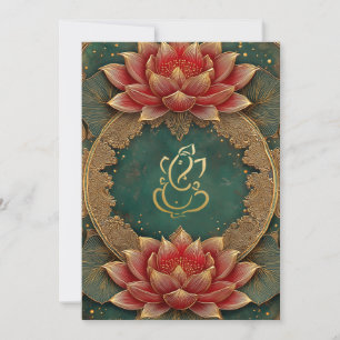 Classy Gold Ganesha/Indian Lotus Wedding Einladung