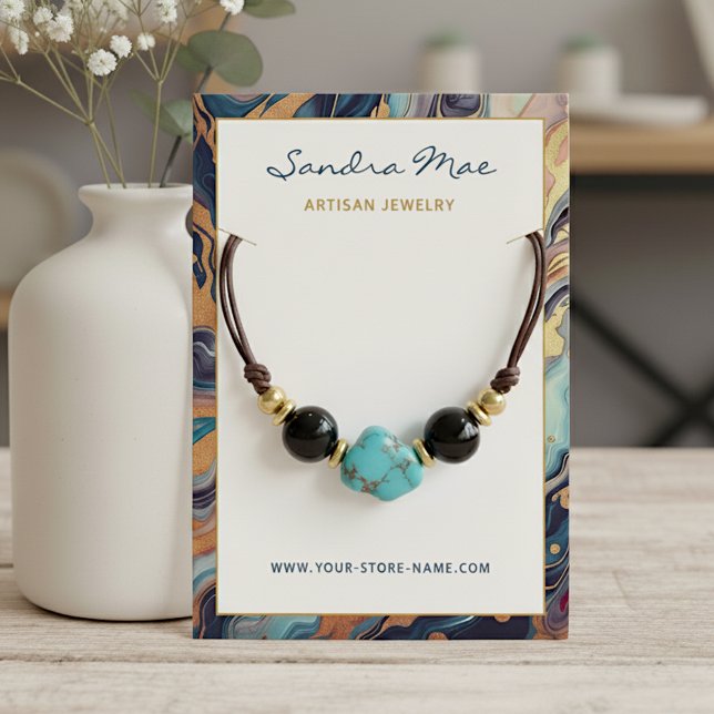 Classy Gold Glitter Marble Jewelry Display Card Visitenkarte (Von Creator hochgeladen)