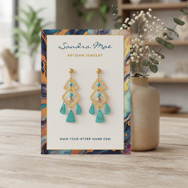 Classy Gold Glitter Marble Jewelry Display Card Visitenkarte