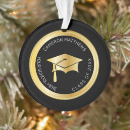 Classy Gold Graduation Cap and Tassel Foto Ornament