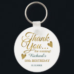 Classy Gold Green 50th Birthday Thank You Favor   Schlüsselanhänger<br><div class="desc">50th birthday thank you favor gift keychain in classy green and gold typography .</div>