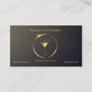 Classy Gold Red Metallic Barkeeper Template Busine Visitenkarte