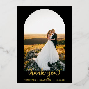 Classy Gold Script Foto danke Foil Card Folien Feiertagskarte