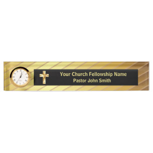 Classy Gold und Black Church Pastor Desk Namplate Namensplakette