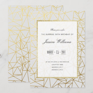 Classy Gold & White Überraschung 50. Geburtstagspa Einladung