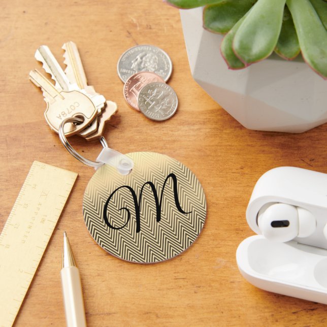 Classy Gold Zickzack Monogram Schlüsselanhänger (Schreibtisch)