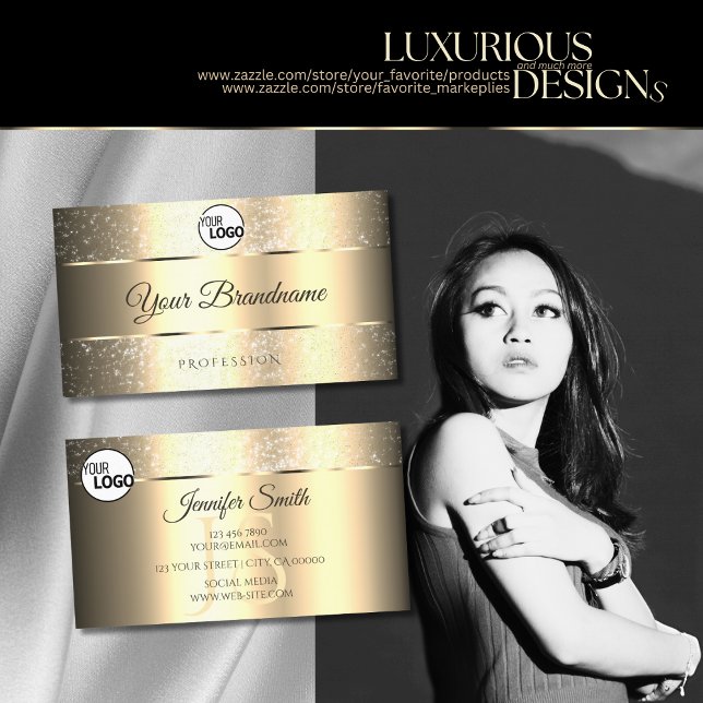 Classy Golden Tiny Glitzer Stars Logo und Initiale Visitenkarte (Von Creator hochgeladen)