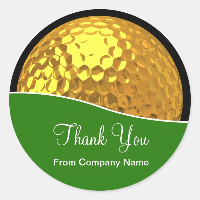 Classy Golf Gold Tone Golf Ball Danke Stickers (Vorderseite)