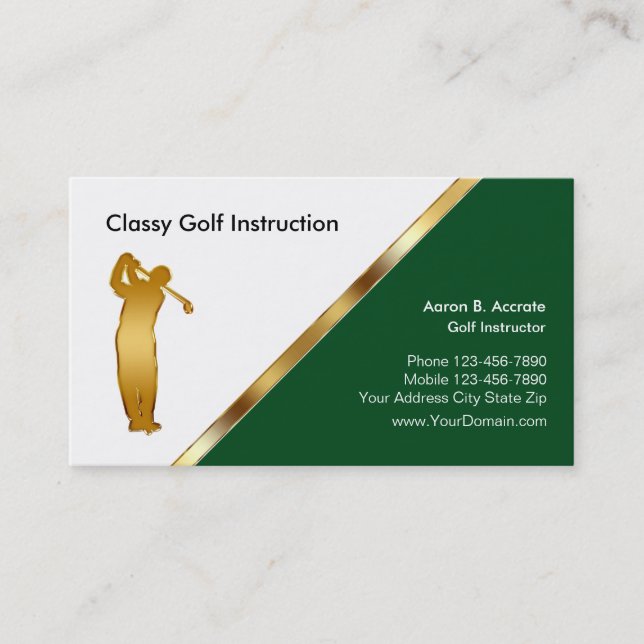 Classy Golf Instructor Business Cards Visitenkarte (Vorderseite)