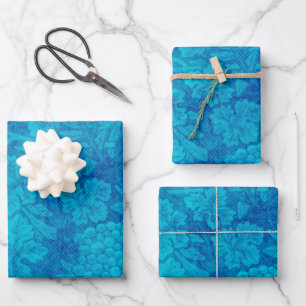 Classy Grape Cluster Damask Style Blue Green Geschenkpapier Set