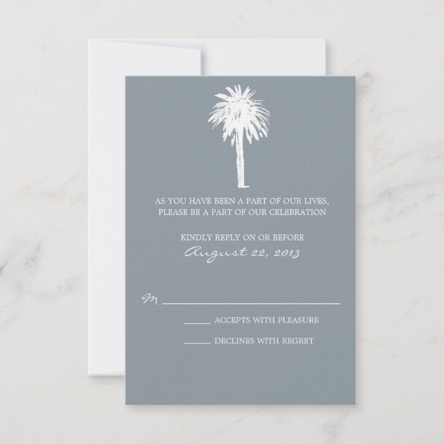 Classy Gray Palm Tree Destination UAWG RSVP Karte (Vorderseite)