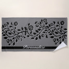 Classy Gray Wirbel Ornament Vintag Floral Boho Strandtuch