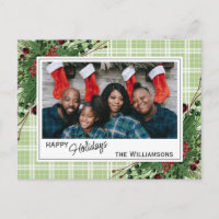 Classy Green Holly Red Berries Botanical Foliage