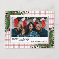 Classy Green Holly Red Berries Botanical Foliage
