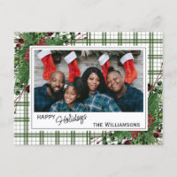 Classy Green Holly Red Berries Botanical Foliage