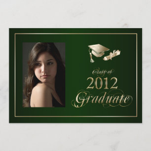 Classy Green und Gold 2012 Graduate Foto Einladung