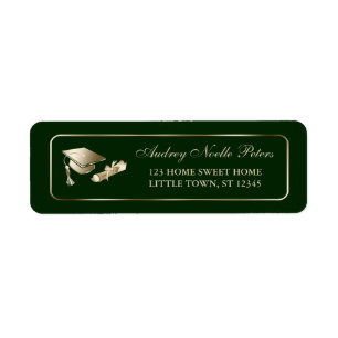 Classy Green und Gold Graduate Address Labels
