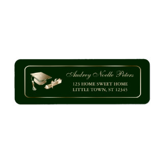 Classy Green und Gold Graduate Address Labels