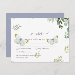 Classy Greenerage Foliage Wedding RSVP Postkarte