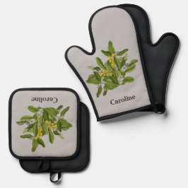 Classy Greenerity Foliage Oven Mitt und Pot Holder Ofenhandschuh & Topflappen-Set