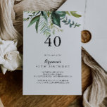 Classy Greenery Tropical 40. Geburtstag Party Einladung<br><div class="desc">Diese elegante tropische Party Einladung aus dem 40. Jahrhundert eignet sich perfekt für eine moderne Geburtstagsfeier. Das Design besteht vorwiegend aus grünen tropischen Blätter mit Blume ordentlich angeordnet.</div>