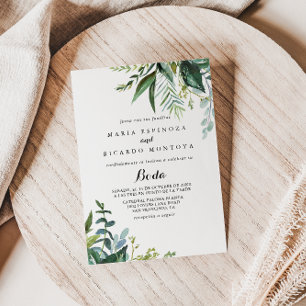Classy Greenery Tropical Blätter Spanish Wedding Einladung