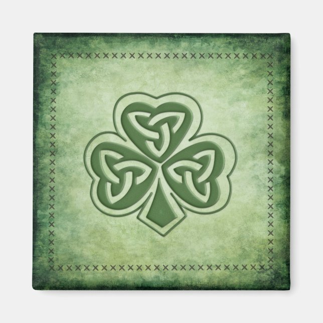 Classy grundge Irish Glück Kleeblatt Magnet (Vorne)