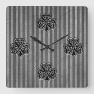 Classy grundge Irish Glück Kleeblatt Quadratische Wanduhr