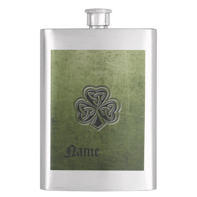 Classy Grunge Irish Pech Kleeblatt personalisiert Flachmann (Vorderseite)