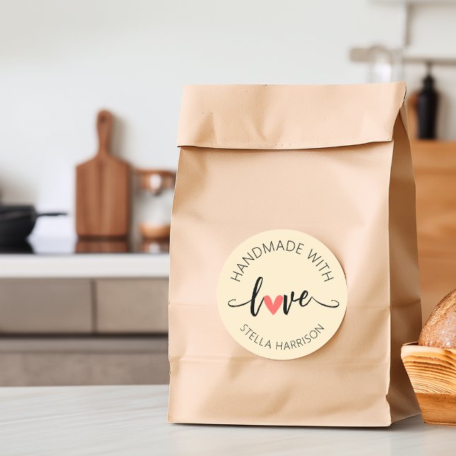 Classy Handmade With Love Personalized Runder Aufkleber (Classy Handmade With Love Personalized Classic Round Sticker)