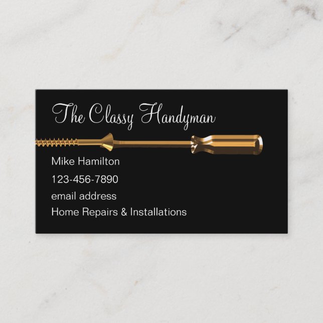 Classy Handyman Business Cards Einzigartiges Desig Visitenkarte (Vorderseite)