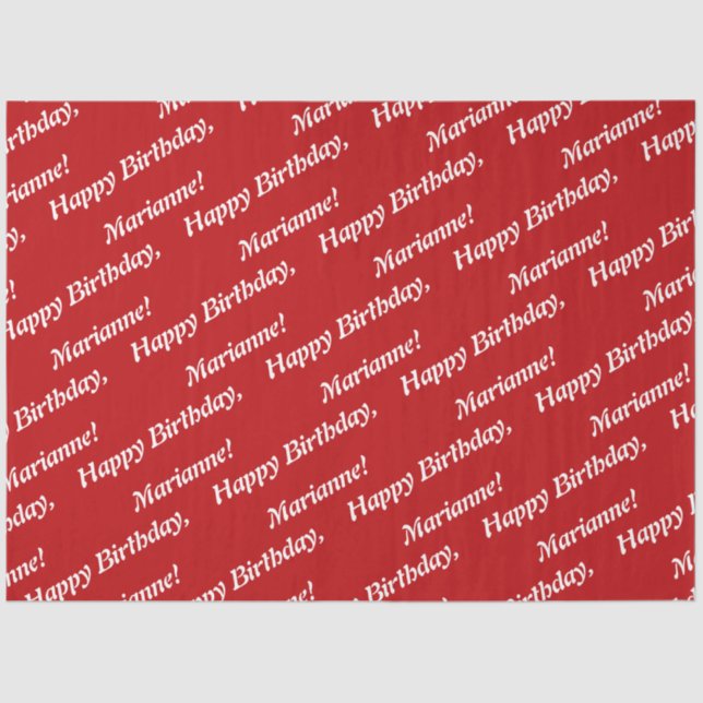 Classy Happy Birthday Name Red Tissue Paper Seidenpapier (Vorderseite)