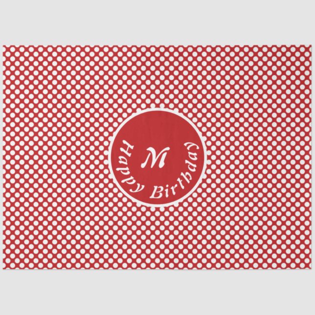 Classy Happy Birthday Red Polka Dot Tissue Paper Seidenpapier (Vorderseite)