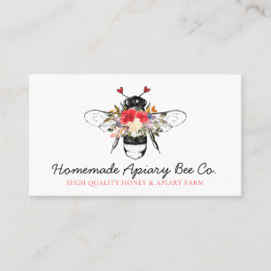 Classy Heart Floral Honey Bee Visitenkarte