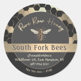 Classy Honey Label Honeycomb Queen Bee Gold Runder Aufkleber