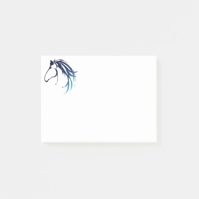 Classy Horse Head Logo in Blautönen Post-it Klebezettel (Vorderseite)