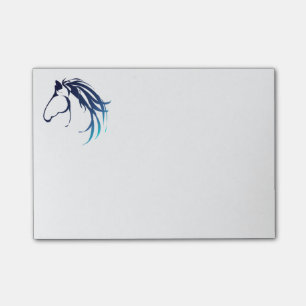 Classy Horse Head Logo in Blautönen Post-it Klebezettel
