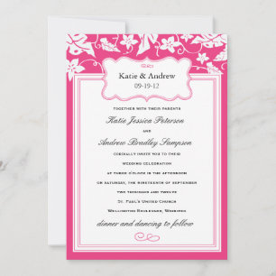 Classy Hot Pink Hochzeitsvorlage Einladung