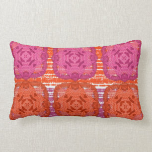 Classy Hot Pink Orange Mix Square Print Lendenkissen