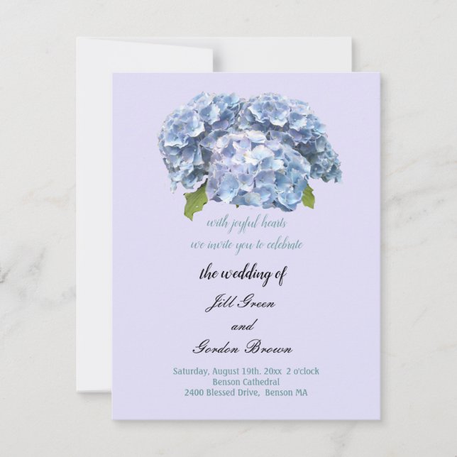 Classy Hydrangea Wedding Einladung (Vorderseite)