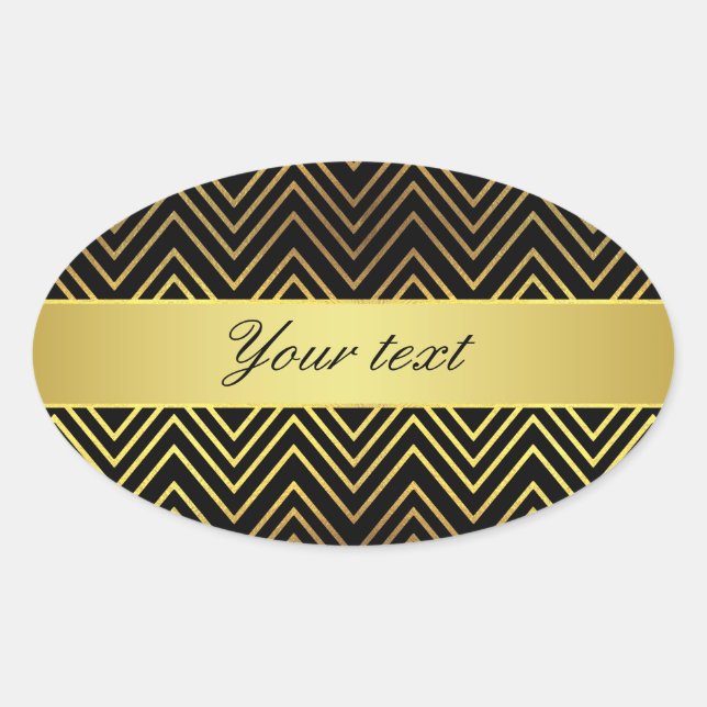 Classy Imitate Gold Foil Chevrons Ovaler Aufkleber (Vorderseite)